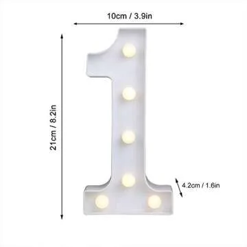 MUMUWIND Decorative Led Light Up Number Letters, White Plastic Marquee Number Lights Sign Party Wedding Decor Battery Operated Number (1))