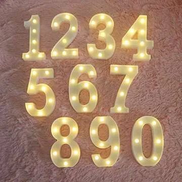 MUMUWIND Decorative Led Light Up Number Letters, White Plastic Marquee Number Lights Sign Party Wedding Decor Battery Operated Number (1))