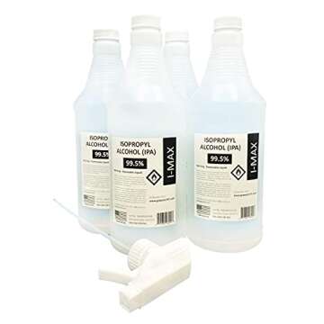 Isopropyl Alcohol 99.5% - 4 x 1000 ml (More Than 1 Gallon) Made in The USA - Includes a Trigger Sprayer