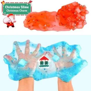 Valentine's Day Clear Slime Kit, 2 Pack Jelly Cube Birthday Gifts for Kids, DIY Crunchy Crystal Glue Boba Clear Slime Party Favor for Girls & Boys, Non-Sticky, Super Soft Sludge Toy