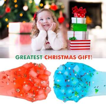 Valentine's Day Clear Slime Kit, 2 Pack Jelly Cube Birthday Gifts for Kids, DIY Crunchy Crystal Glue Boba Clear Slime Party Favor for Girls & Boys, Non-Sticky, Super Soft Sludge Toy