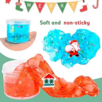 Valentine's Day Clear Slime Kit, 2 Pack Jelly Cube Birthday Gifts for Kids, DIY Crunchy Crystal Glue Boba Clear Slime Party Favor for Girls & Boys, Non-Sticky, Super Soft Sludge Toy