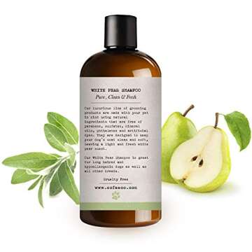 Sofee & Co. Natural Dog Puppy Shampoo, White Pear - Clean Moisturize Deodorize Detangle Soothe Soften Normal Dry Itchy Flaky Allergy Sensitive Skin. Prevent Mattes. 16 oz