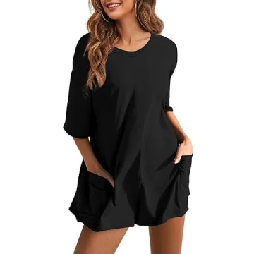 Yeokou Casual Oversized Women Tee Romper with Pockets