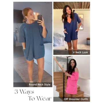 Yeokou Casual Oversized Women Tee Romper with Pockets