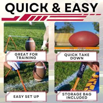 HVM - Kickoff! Football Holder, Premium Football Kicking Tee for Field Goal Place Holder, Extra Point Kicking Tee, Football Tee for Any Size Football, Black and White