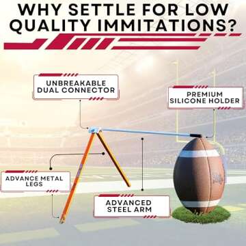 HVM - Kickoff! Football Holder, Premium Football Kicking Tee for Field Goal Place Holder, Extra Point Kicking Tee, Football Tee for Any Size Football, Black and White