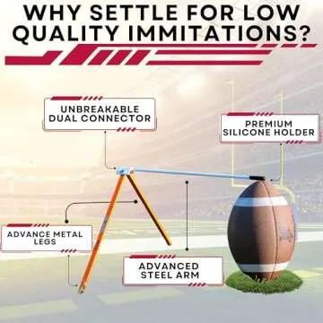 HVM - Kickoff! Football Holder, Premium Football Kicking Tee for Field Goal Place Holder, Extra Point Kicking Tee, Football Tee for Any Size Football, Black and White