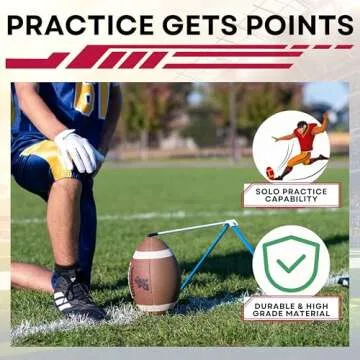 HVM - Kickoff! Football Holder, Premium Football Kicking Tee for Field Goal Place Holder, Extra Point Kicking Tee, Football Tee for Any Size Football, Black and White