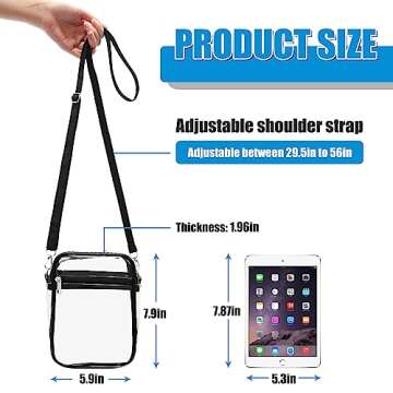 AURUZA Clear Crossbody Bag,Clear Bag for Women with Adjustable Strap,Clear Purse Stadium Approved fo...