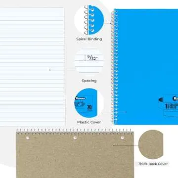 Rosmonde Spiral Notebooks, 12 Pack, Water Resistant Covers