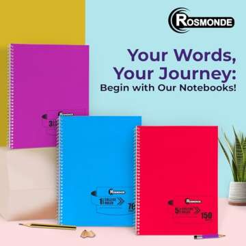 Rosmonde Spiral Notebooks, 12 Pack, Water Resistant Covers