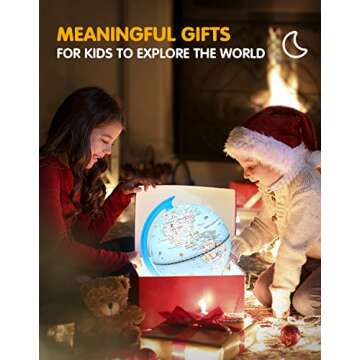 JOWHOL 8'' Illuminated Globe for Children with 100+ Fun Illustrations - Desk Earth Globe Built-in LED Night Light, World Globe for Kids Learning, Animal Globe Educational Toys Gifts for Kids/Students