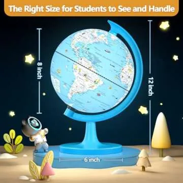 JOWHOL 8 Inch Kids Globe with Night Light and Illustrations