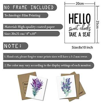 Bathroom Prints- Unframed, Hello Sweet Cheeks Take A Seat Print, Toilet Sign, Guest Bathroom Decor, ...