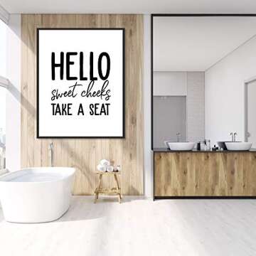 Bathroom Prints- Unframed, Hello Sweet Cheeks Take A Seat Print, Toilet Sign, Guest Bathroom Decor, Printable Wall Art, Funny Bathroom Print, Wall Art, Home Decor (8" x 10")