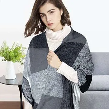 Loritta Womens Scarf Oversized Plaid Wrap Gift for Winter