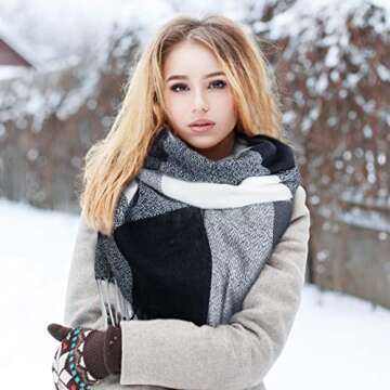 Loritta Womens Scarf Oversized Plaid Wrap Gift for Winter