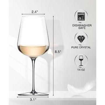LUNA & MANTHA Elegant White Wine Glasses Set of 4