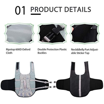 Queenmore Dog Life Jacket Reflective Cute Fish Scale
