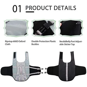 Queenmore Dog Life Jacket Reflective Cute Fish Scale