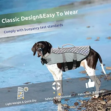 Queenmore Dog Life Jacket Reflective Cute Fish Scale