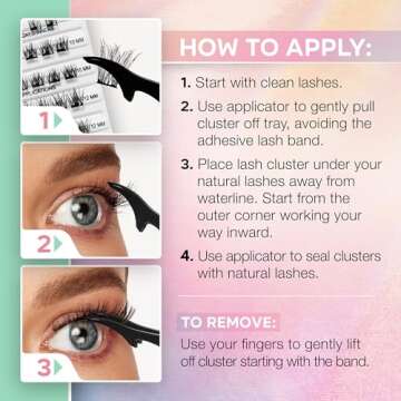 Ardell Naked Press On DIY Lash Clusters, Eyelash Extension Kit, Individual Lashes, Pre-Glued Underlash, Natural Look Soft Volume, with Applicator, 1-pack