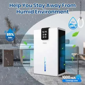 PSOS Dehumidifier for Home with 120 OZ Tank and LED Light