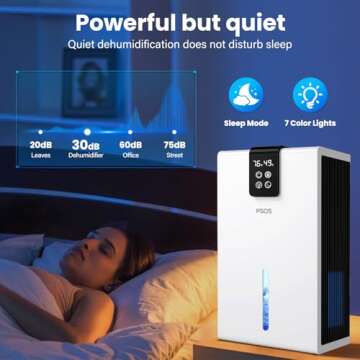 PSOS Dehumidifier for Home with 120 OZ Tank and LED Light