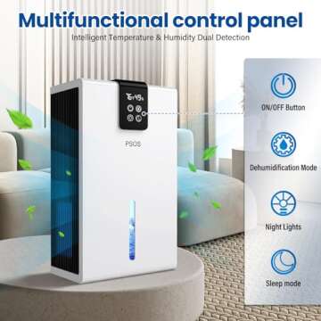 PSOS Dehumidifier for Home with 120 OZ Tank and LED Light