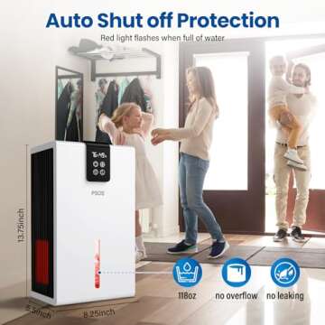 PSOS Dehumidifier for Home with 120 OZ Tank and LED Light