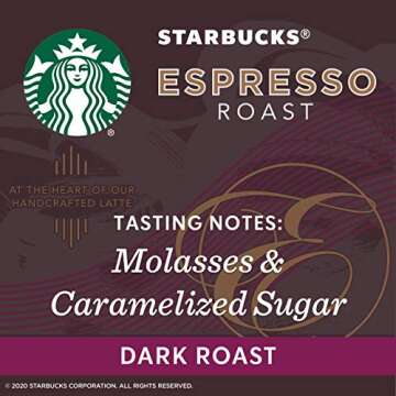 Starbucks Espresso Dark Roast Whole Bean Coffee, 20 Ounce (Pack of 1)