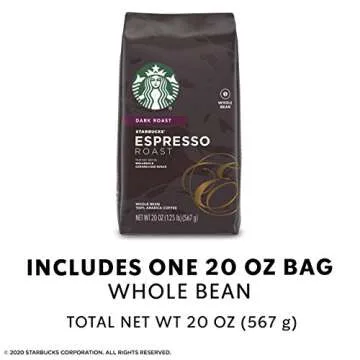 Starbucks Espresso Dark Roast Whole Bean Coffee, 20 Ounce (Pack of 1)