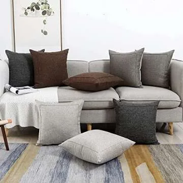 Jepeak Burlap Linen Throw Pillow Covers for Home Decoration