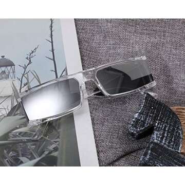 FEISEDY Futuristic Rectangular Sunglasses for Men and Women