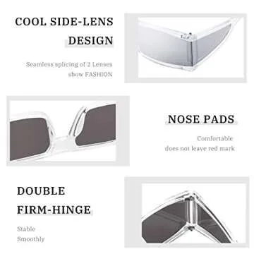 FEISEDY Futuristic Rectangular Sunglasses for Men and Women