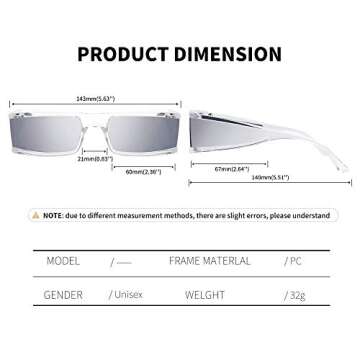 FEISEDY Futuristic Rectangular Sunglasses for Men and Women