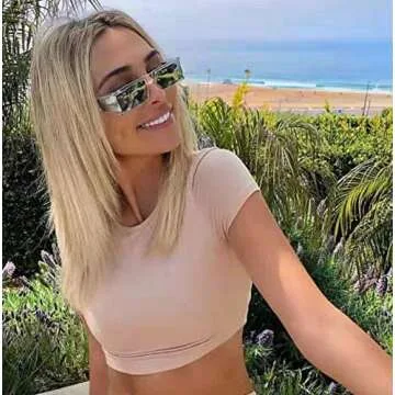 FEISEDY Futuristic Rectangular Sunglasses for Men and Women