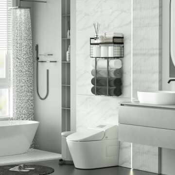 Towel Racks for Bathroom Wall Mounted, Xstydes Metal Towel Holder with Wooden Shelf for Folding Large Towels, Towel Storage for Small Bathroom Organizer Decor or RV Camping