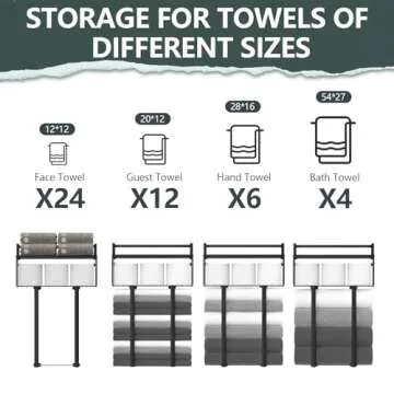 Towel Racks for Bathroom Wall Mounted, Xstydes Metal Towel Holder with Wooden Shelf for Folding Large Towels, Towel Storage for Small Bathroom Organizer Decor or RV Camping