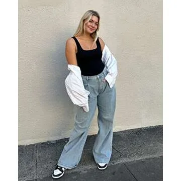 SUUKSESS Ribbed Seamless Sexy Bodysuit for Women - Black