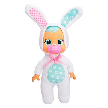 Cry Babies Tiny Cuddles Bunnies Honey - 9 inch Baby Doll, Cries Real Tears, White Bunny Themed Pajama