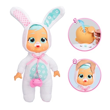 Cry Babies Tiny Cuddles Bunnies Honey - 9 inch Baby Doll, Cries Real Tears, White Bunny Themed Pajama
