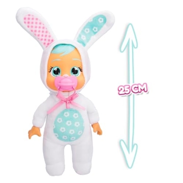 Cry Babies Tiny Cuddles Bunnies Honey - 9 inch Baby Doll, Cries Real Tears, White Bunny Themed Pajama