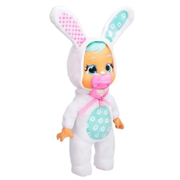 Cry Babies Tiny Cuddles Bunnies Honey - 9 inch Baby Doll, Cries Real Tears, White Bunny Themed Pajama