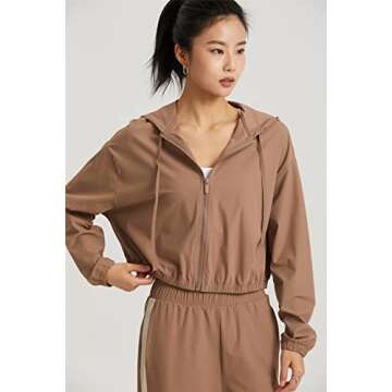 altiland Women's UPF 50+ Sun Protection Cropped Jackets Zip Up Cooling Shirt Athletic Workout Runnin...