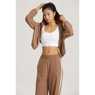 altiland Women's UPF 50+ Sun Protection Cropped Jackets Zip Up Cooling Shirt Athletic Workout Running Hoodie (Cacao Brown, M)