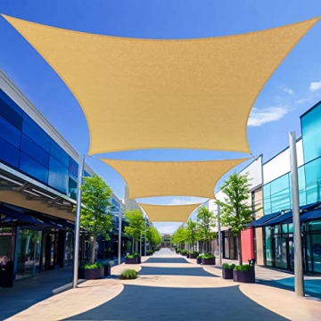 Cisvio 10'X13' Sand Shade Sail - UV Block Breathable for Patios, Gardens, and More