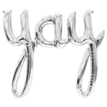 45" 'yay' Silver Script Shape Balloon
