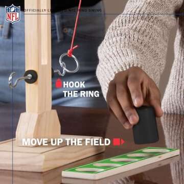 Wild Sports NFL Baltimore Ravens Wooden Ring Swing Battle - Head-to-Head Ring Toss Hook & Ring Game for NFL Fans